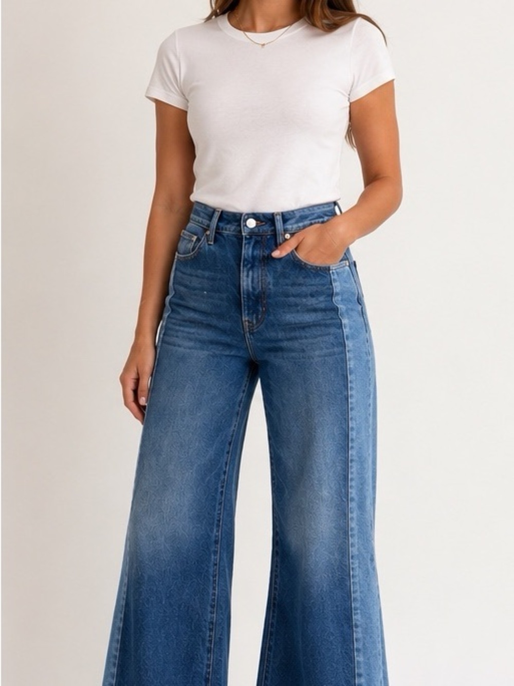 MOTHER The Tux Sidestepper Sneak Fray High-Rise Wide-Leg Jeans- NWT -Size 30 - Picture 3 of 14